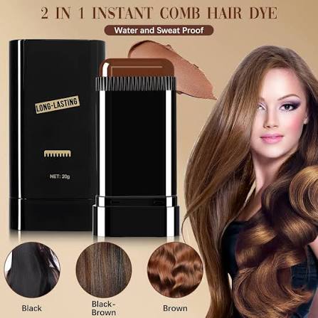 Hair Color Stick Instant Root Touch-Up - Portable Solution For Quick And Easy Gray Hair Coverage And Temporary Root Concealing - 20g - Black