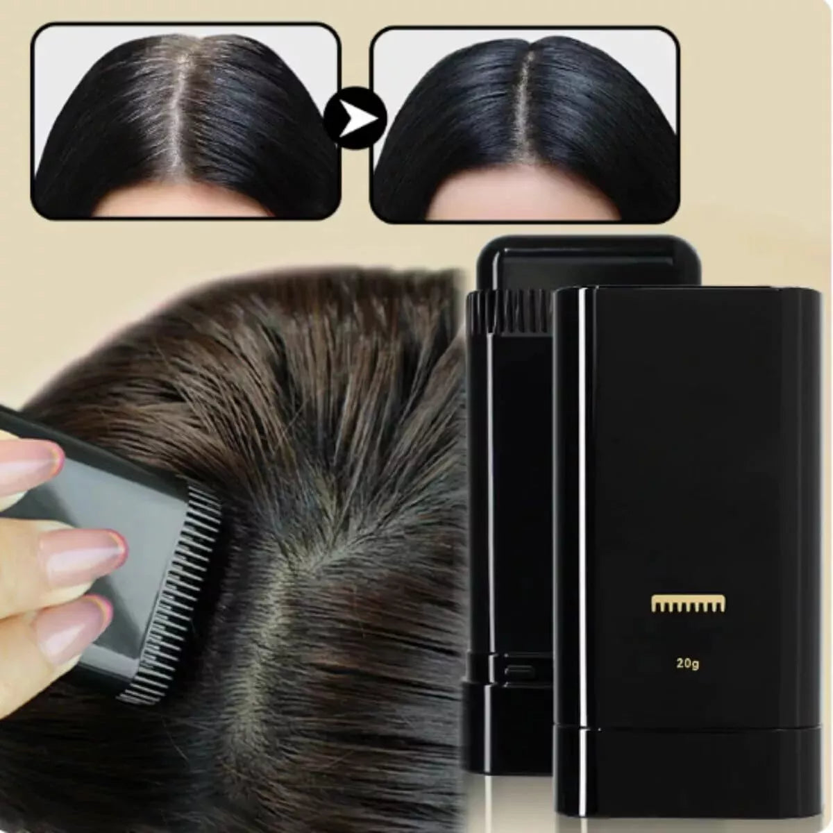 Hair Color Stick Instant Root Touch-Up - Portable Solution For Quick And Easy Gray Hair Coverage And Temporary Root Concealing - 20g - Black